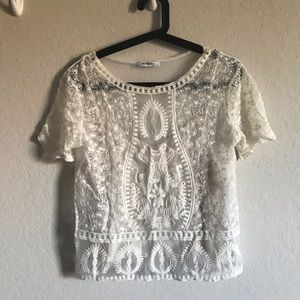 Sheer lace top with attached tank